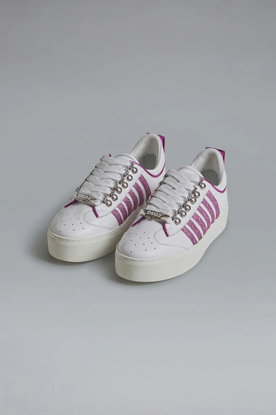 Dsquared2 White Leather Sneakers In Multi