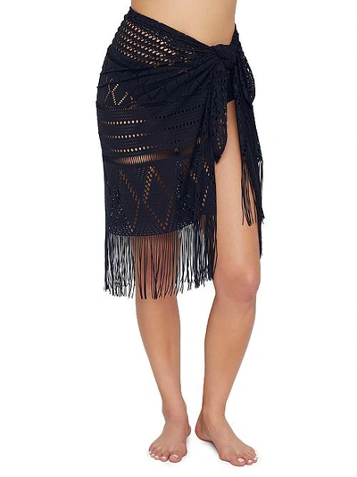 Bleu Rod Beattie On The Fringe Sarong Cover-up In Black
