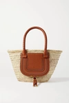 CHLOÉ MARCIE LEATHER-TRIMMED RAFFIA TOTE