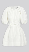 Aje Psychedelia Puff-sleeved Cutout Linen-blend Dress In White