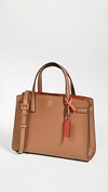 Tory Burch Small Walker Leather Satchel In Moose/gold