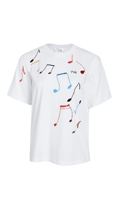 Victoria Victoria Beckham Music Note-print Cotton T-shirt In White