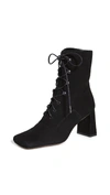 BY FAR Claude Lace Up Suede Booties