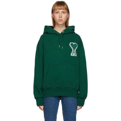 Ami Alexandre Mattiussi Green Ami De Coeur Hoodie In 300 Green