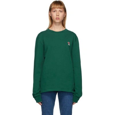 Ami Alexandre Mattiussi Green Ami De Coeur Long Sleeve T-shirt In 300 Green