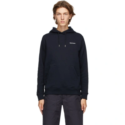 Norse Projects Vagn Logo-print Loopback Cotton-jersey Hoodie In Navy