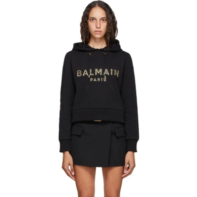 Balmain 晶饰镶嵌短款套头衫 In Ead Blk/gol