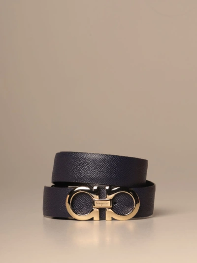 Ferragamo Belt In Leather In Blue