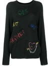BOUTIQUE MOSCHINO MULTIPLE PATCH RIB-TRIMMED JUMPER