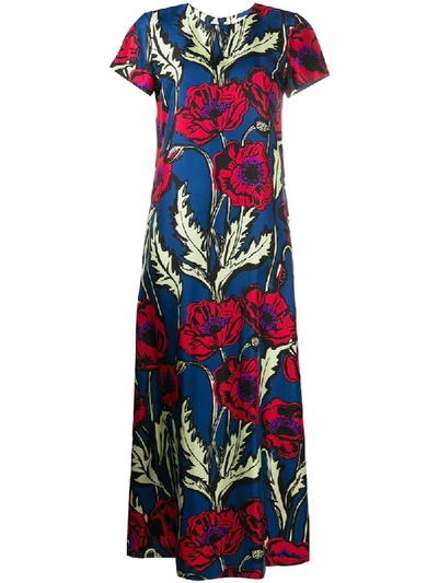 La Doublej Floral-print Dress In Blue