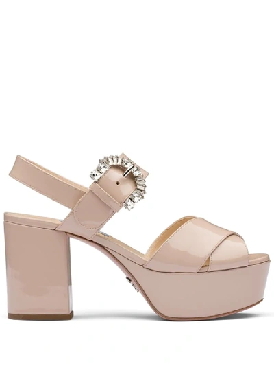 Prada Platform Heeled Sandals In Pink