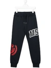 Msgm Logo Print Cotton Sweatpants In Blue