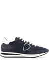 Philippe Model Trpx Low Sneakers In Black Suede And Fabric In Blue