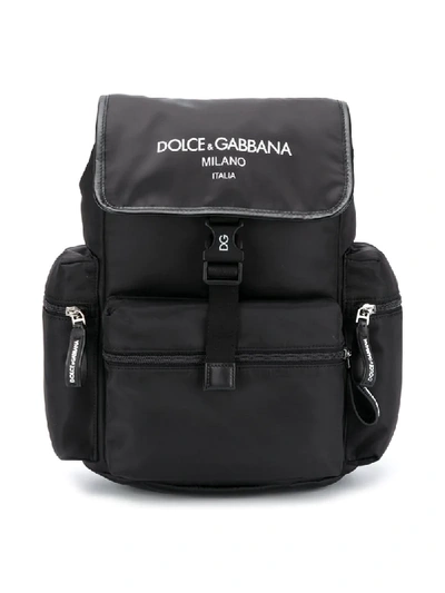 Dolce & Gabbana Kids' Logo尼龙双肩包 In Black