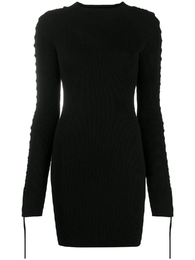 Diesel Lace-seam Knitted Mini Dress In Black | ModeSens