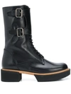 Paloma Barceló Paloma Barcelò Combat Boot In Black Nappa With Buckles In Black