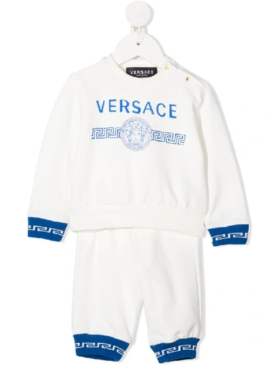 Young Versace Babies' Medusa Logo Print Tracksuit In White