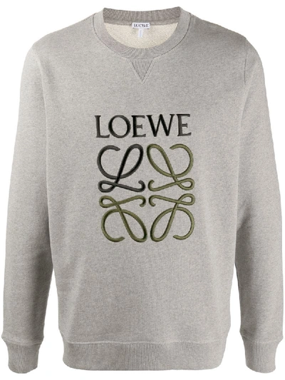 Loewe Anagram-embroidered Cotton-jersey Sweatshirt In Grey