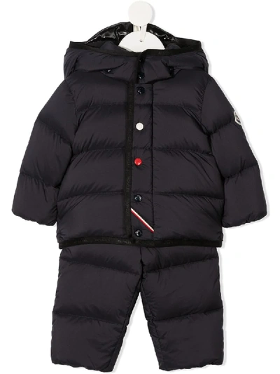 Moncler Babies' 连帽羽绒运动套装 In Blue