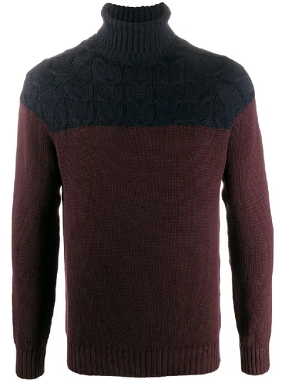 Eleventy Two-tone Roll-neck Jumper In Purple