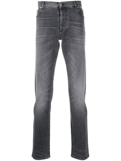 Balmain Faded Slim-fit Jeans In Grey