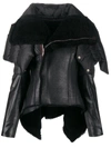 RICK OWENS FUNNEL NECK SHEARLING JACKET