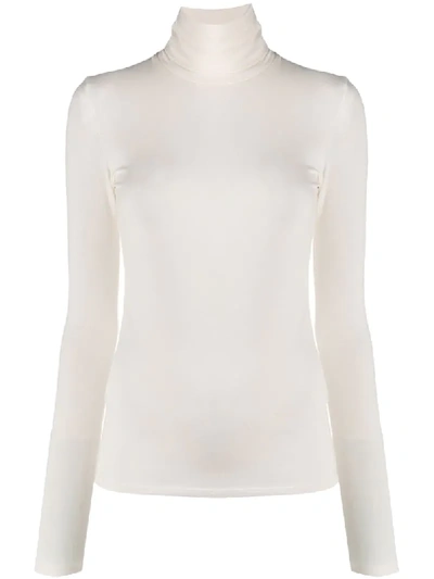 Majestic Roll-neck Knitted Top In Neutrals