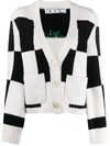 OFF-WHITE EMBROIDERED LOGO CHECKED CARDIGAN
