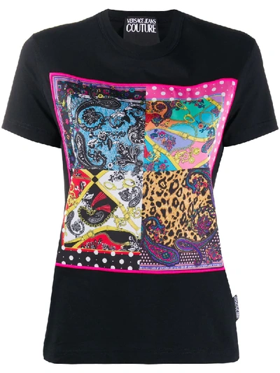 Versace Jeans Couture Mixed Print T-shirt In Black