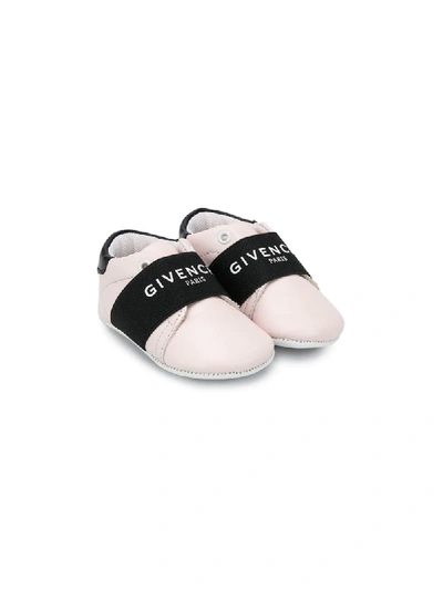 Givenchy Babies' 弹性logo织带无带板鞋 In Pink