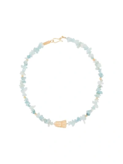 Apples & Figs Gold-plated Song Of The Waves Aquamarine Necklace In Blue
