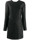 SAINT LAURENT SEQUIN-EMBELLISHED MINI SHIFT DRESS