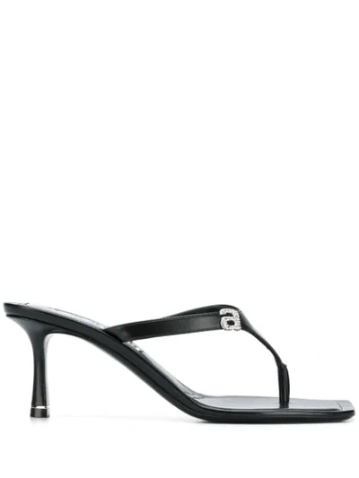 Alexander Wang Ivy 65 Leather Thong-sandals In Black