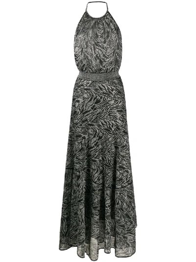 Missoni Printed Halterneck Knitted Maxi Dress In Black