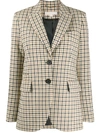 Michael Michael Kors Checked Single-breasted Blazer In Neutrals