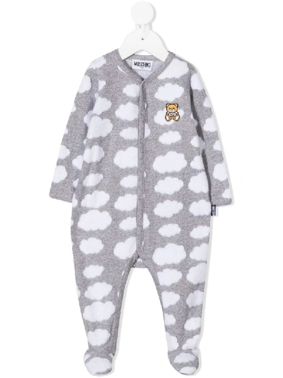 Moschino Babies' Cloud Print Pajamas In Grey