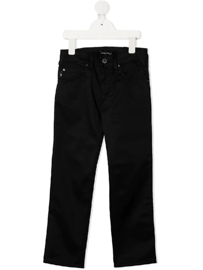 Emporio Armani Kids' Logo Side Panel Jeans In Black