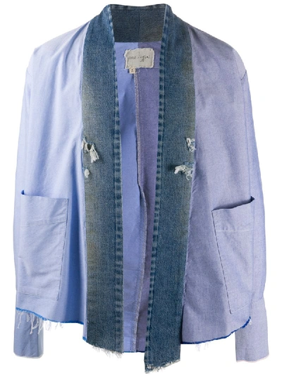 Greg Lauren Denim Trim Jacket In Blue