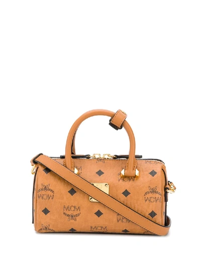 Mcm Mini Boston Bag In Cognac