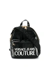 VERSACE JEANS COUTURE LOGO-PRINT PATENT-EFFECT BACKPACK
