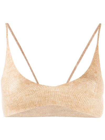 Jacquemus Valensole V-neck Rib-knitted Bra Top In Neutrals