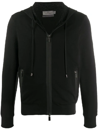 Canali Zip-up Cotton Hoodie In Black