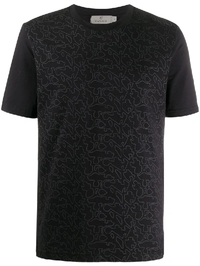 Canali T-shirt Mit Grafischem Print In Black