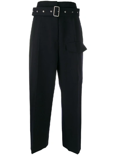 Jil Sander High-waisted Cropped Trousers In Blue