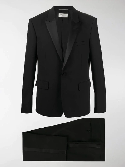 Saint Laurent Silk-trimmed Tuxedo Jacket In Black