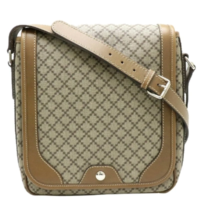 Pre-owned Gucci Brown/beige Diamante Signature Canvas Messenger Bag