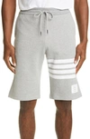 Thom Browne Four Bar Sweat Shorts In Light Grey