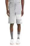 Thom Browne Men Classic Sweat Shorts With Engineered 4 Bar Stripes In Classic Loop Back In Light Grey