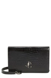 JIMMY CHOO PALACE CROC EMBOSSED LEATHER CLUTCH,J000133182