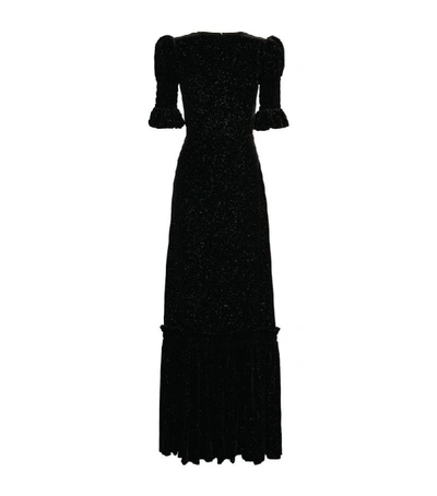The Vampire's Wife The Gloria Hammered Silk-blend Satin Maxi Dress In Black